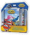 Libreta Espiral Super Wings con Boligrafo Clamshell 3D