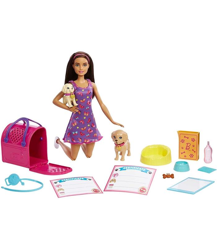 barbie-adopta-perritos-vestido-morado