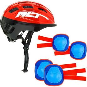set-casco-protecciones-rojo