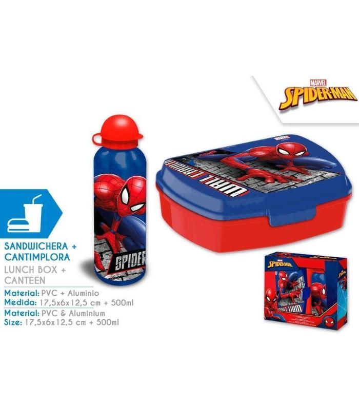 cantimplora-aluminio-500ml-sandwichera-spiderman