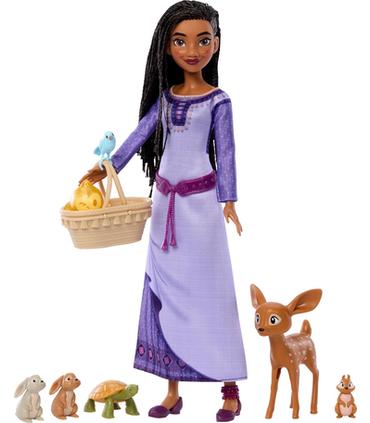 muneca-disney-wish-asha-con-animales-del-bosque-de-rosas