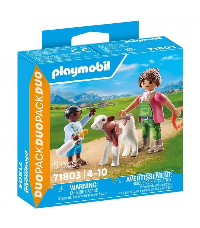 playmobil-71803-granjera-con-ternero