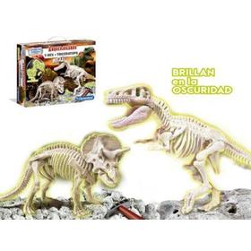 Arqueojugando T-Rex y Triceratops Fluorescente